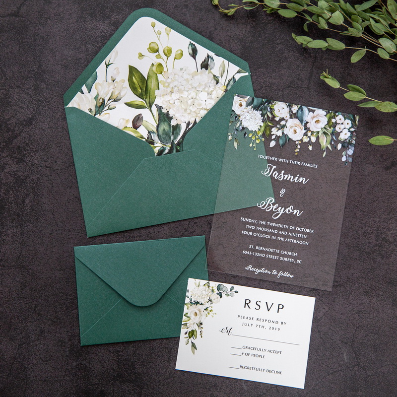 Acryl Blumen UV Einladungskarten zur Hochzeit ACR13