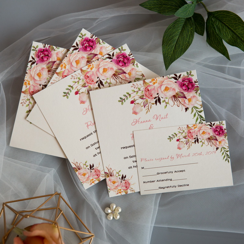 Florale Blumen Hochzeitskarten mit UV Druck CUPT01 - zum Schließen ins Bild klicken