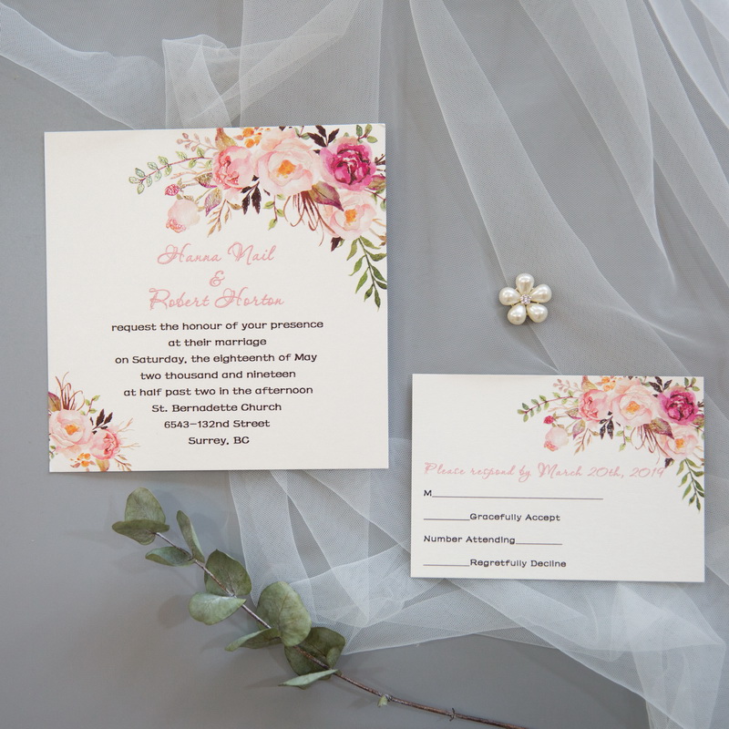 Florale Blumen Hochzeitskarten mit UV Druck CUPT01