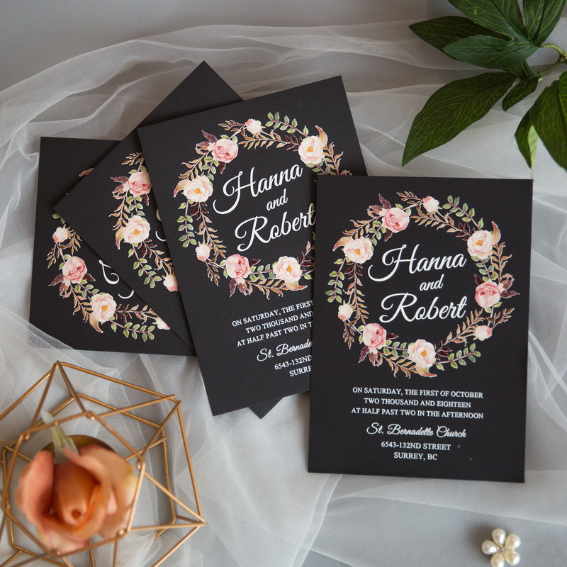 Florale Blumen Hochzeitskarten mit UV Druck CUPT02