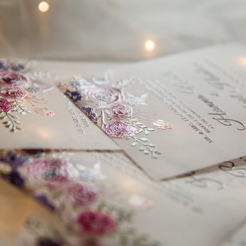 Florale Blumen Hochzeitskarten mit UV Druck CUPT05 - zum Schließen ins Bild klicken