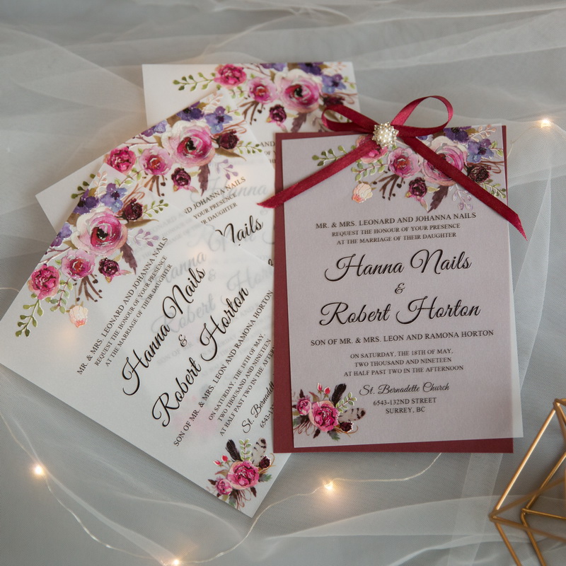 Florale Blumen Hochzeitskarten mit UV Druck CUPT05