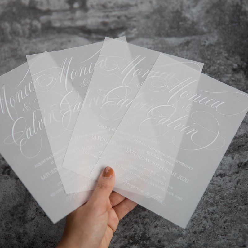 Weissdruck Hochzeitskarten mit UV Druck CUPT06