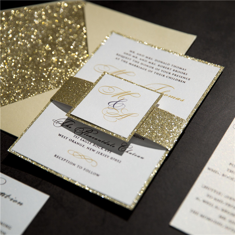 Goldene Thema Hochzeitskarten mit UV Druck CUPT07 - zum Schließen ins Bild klicken