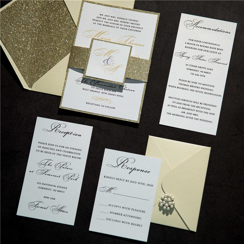 Goldene Thema Hochzeitskarten mit UV Druck CUPT07