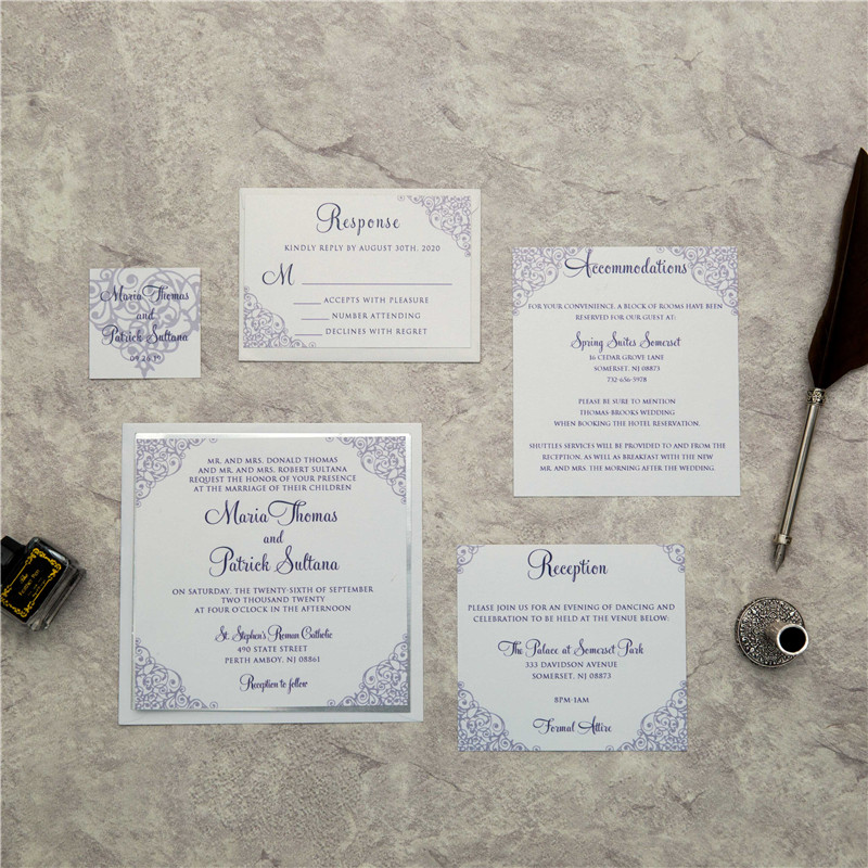 Blumen Rahmen Hochzeitskarten mit UV Druck CUPT08 - zum Schließen ins Bild klicken