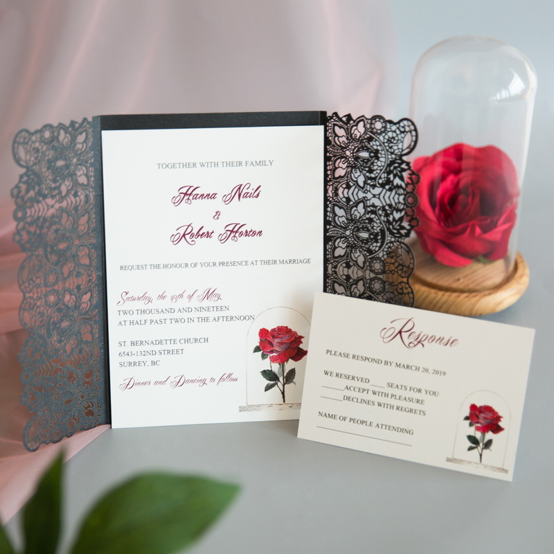 Rote Rose Hochzeitskarten mit UV Druck CUPT10
