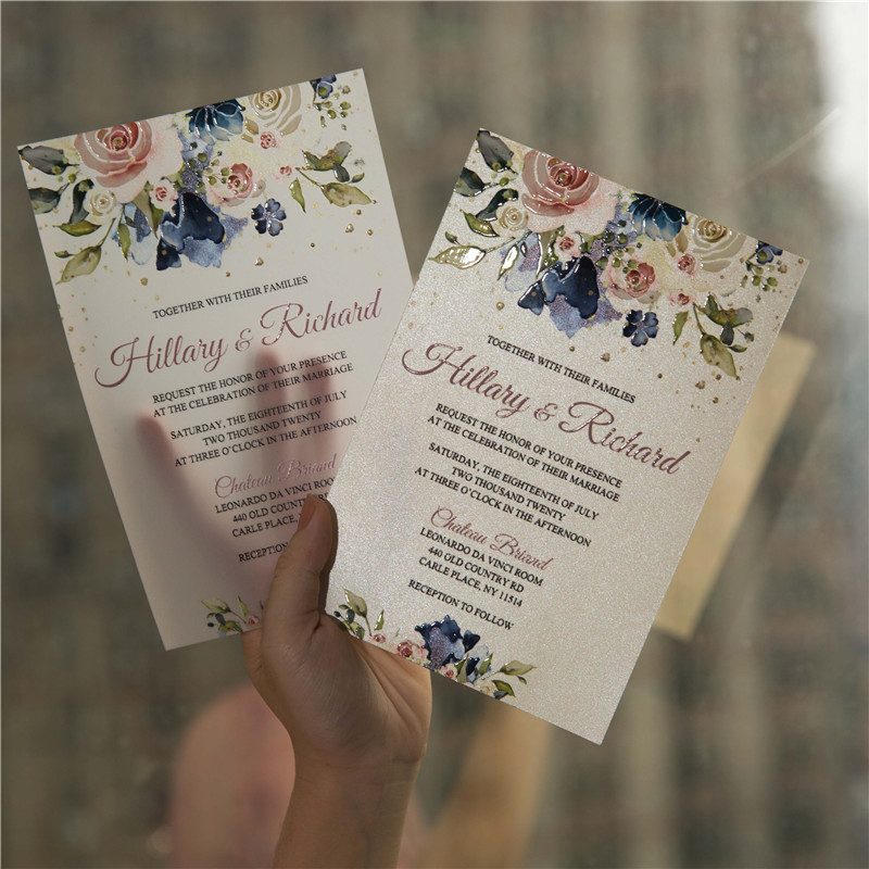 Florale Blumen Hochzeitskarten mit UV Druck CUPT12