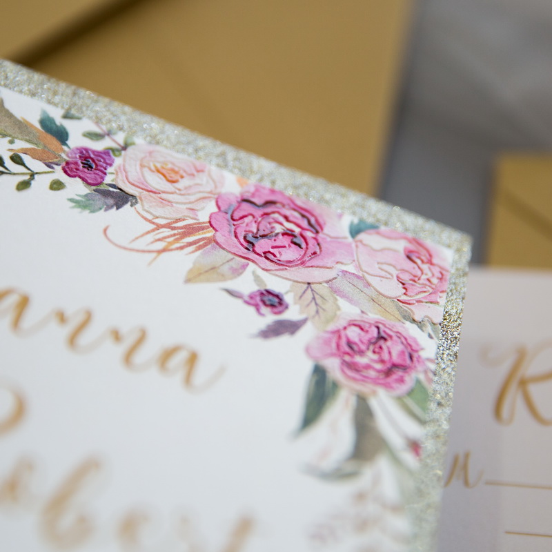 Florale Blumen Hochzeitskarten mit UV Druck CUPT13 - zum Schließen ins Bild klicken