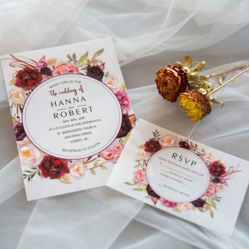 Florale Thema Hochzeitskarten mit UV Druck CUPT14 - zum Schließen ins Bild klicken