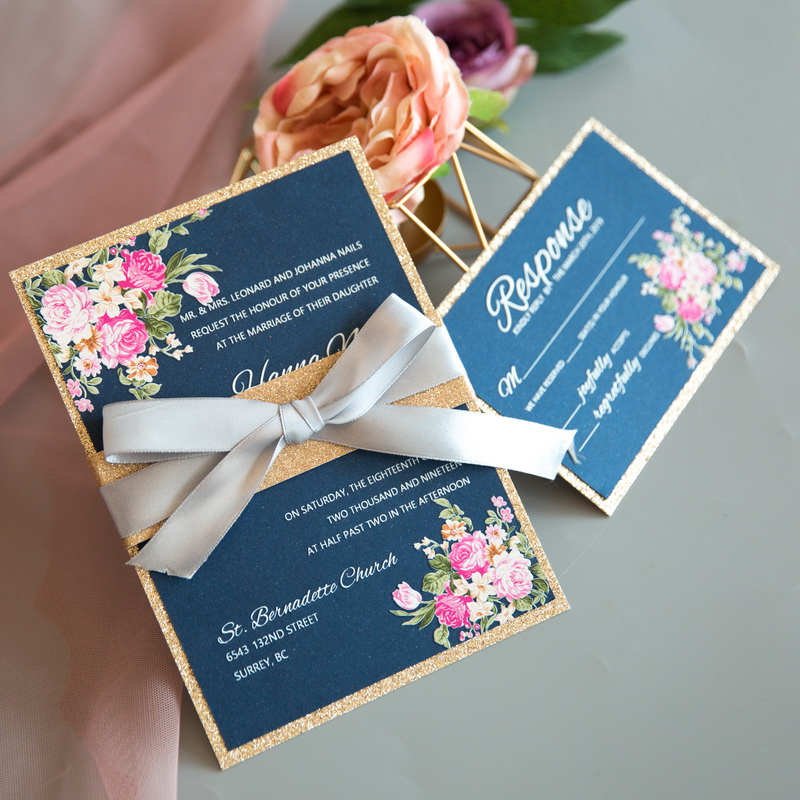 Florale Thema Hochzeitskarten mit UV Druck CUPT15 - zum Schließen ins Bild klicken