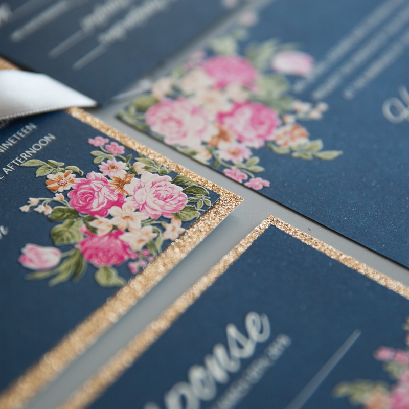 Florale Thema Hochzeitskarten mit UV Druck CUPT15