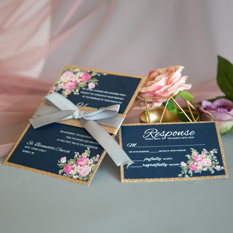 Florale Thema Hochzeitskarten mit UV Druck CUPT15 - zum Schließen ins Bild klicken
