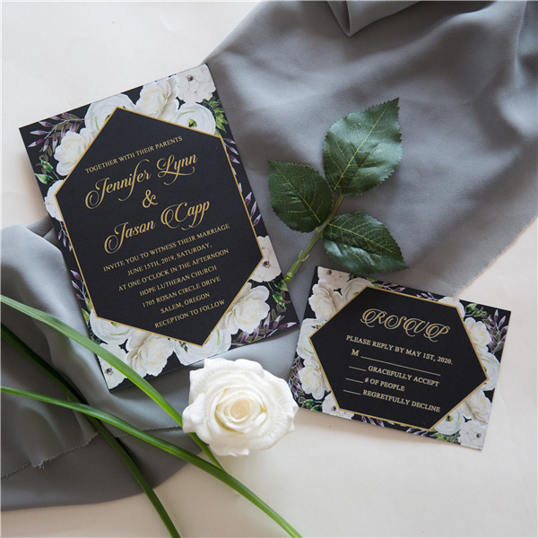 Florale Thema Hochzeitskarten mit UV Druck CUPT20 - zum Schließen ins Bild klicken
