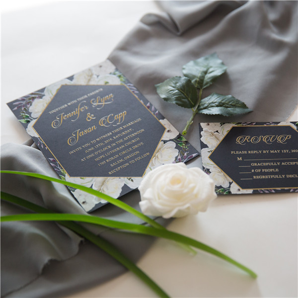 Florale Thema Hochzeitskarten mit UV Druck CUPT20 - zum Schließen ins Bild klicken