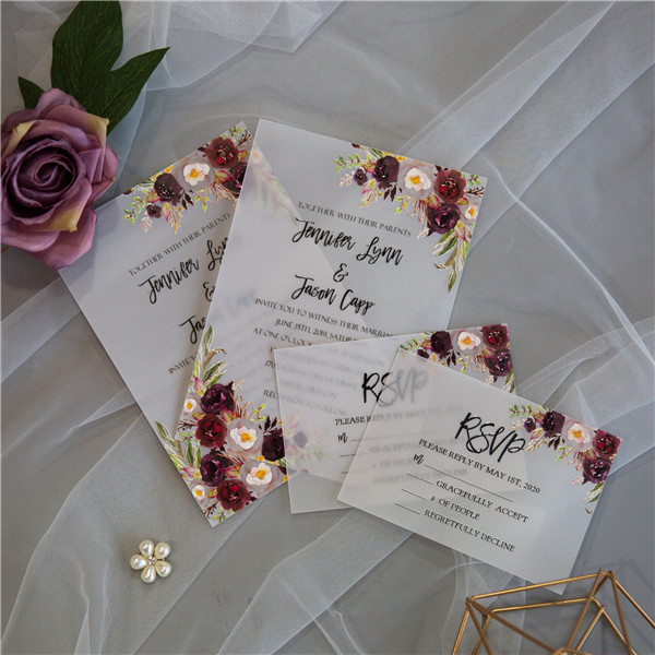 Florale Thema Hochzeitskarten mit UV Druck CUPT21