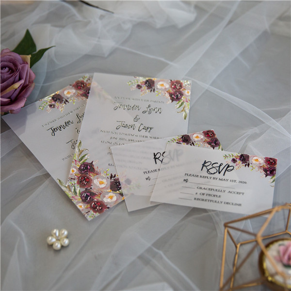 Florale Thema Hochzeitskarten mit UV Druck CUPT21 - zum Schließen ins Bild klicken