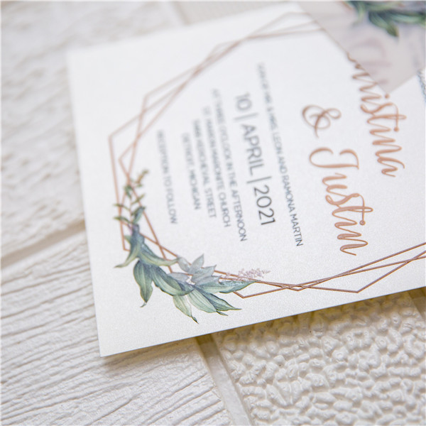 Florale Thema Hochzeitskarten mit UV Druck CUPT23 - zum Schließen ins Bild klicken