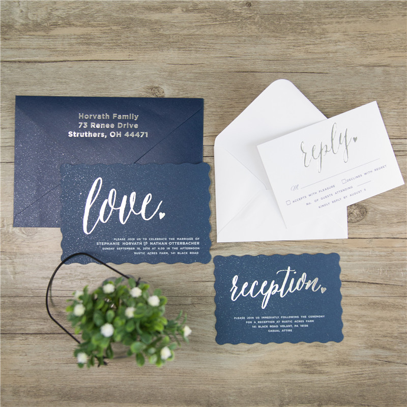 kundenspezifische Hochzeitskarten mit Foliendruck - zum Schließen ins Bild klicken