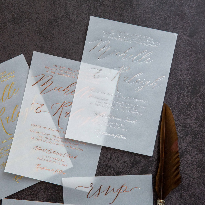 Transparentpapier Hochzeitskarten mit Foliendruck WFSI0039