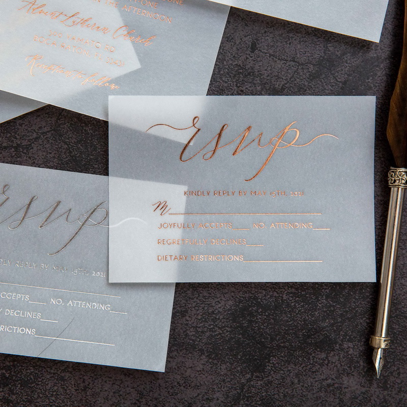 Transparentpapier Hochzeitskarten mit Foliendruck WFSI0039 - zum Schließen ins Bild klicken