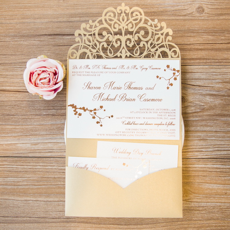 Lasercut Pocket Fold Einladungen zur Hochzeit WPFB2123 - zum Schließen ins Bild klicken