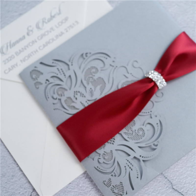 Lasercut Pocket Fold Einladungen zur Hochzeit WPFC2126 - zum Schließen ins Bild klicken