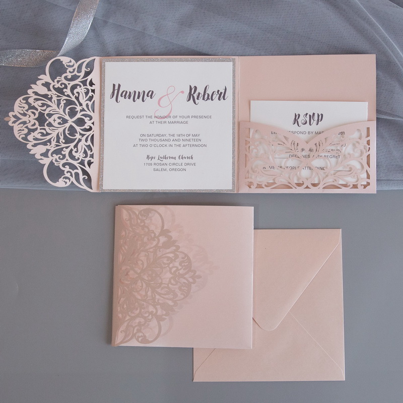 Lasercut Pocket Fold Einladungen zur Hochzeit WPFC2129