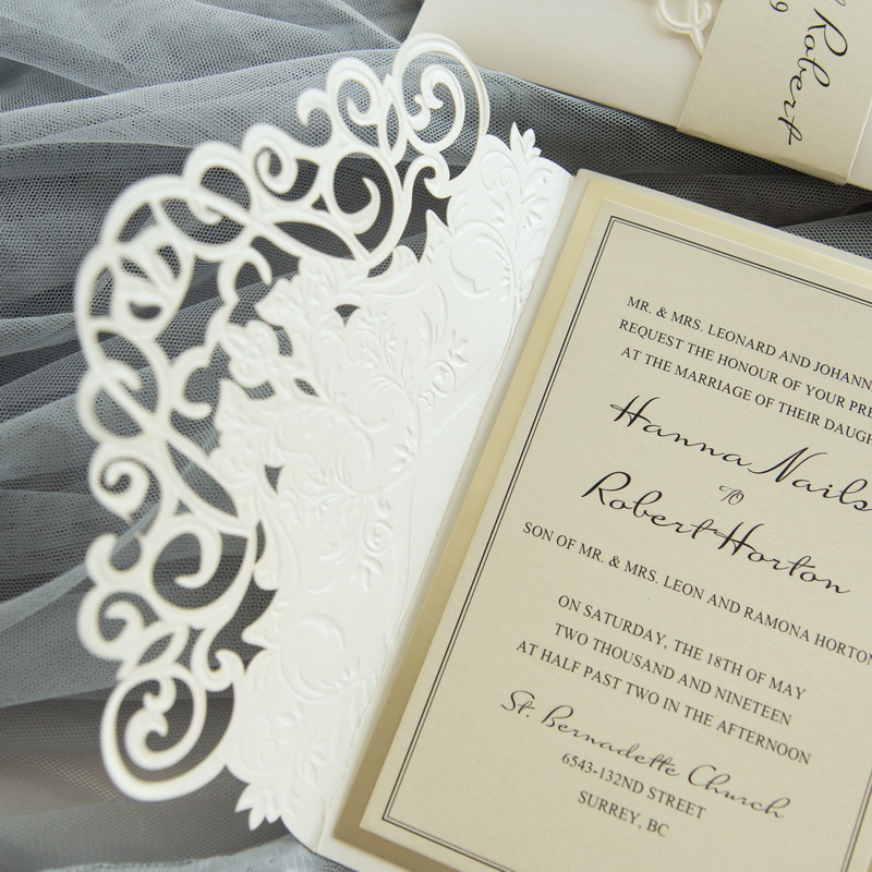 Lasercut Pocket Fold Einladungen zur Hochzeit WPFC2130