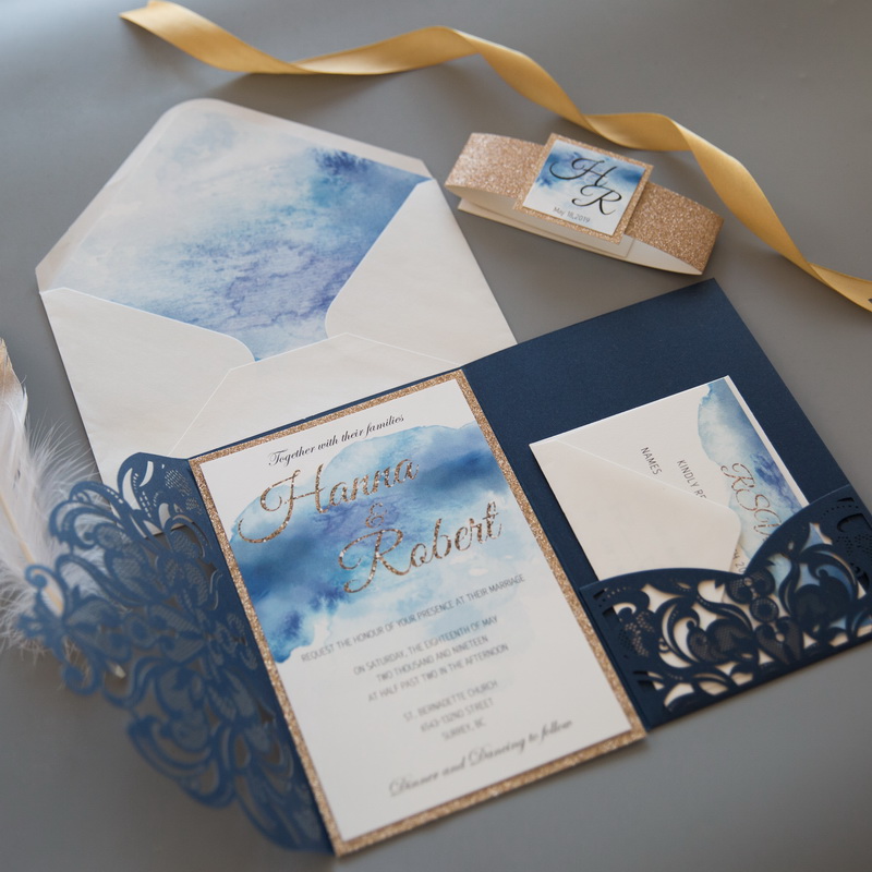 Lasercut Pocket Fold Einladungen zur Hochzeit WPFC2132