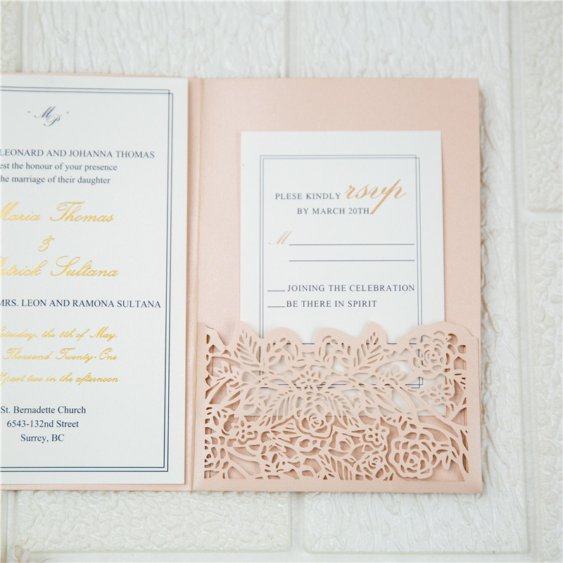 Lasercut Pocket Fold Einladungen zur Hochzeit WPFC2137