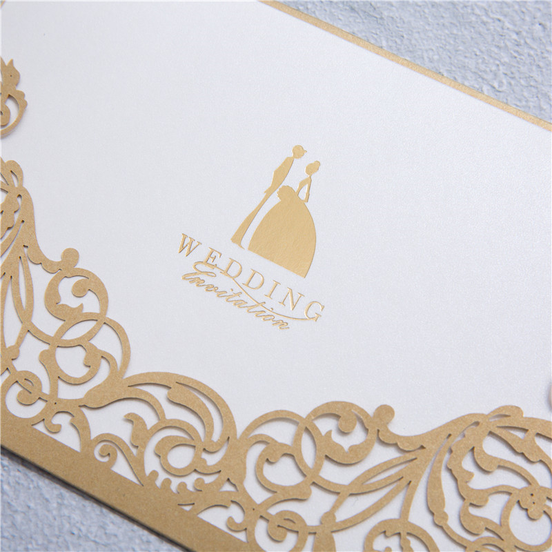 moderne Einsteckkarte zur Hochzeit golden mit elegantem Laserdruck WPL0007 - zum Schließen ins Bild klicken