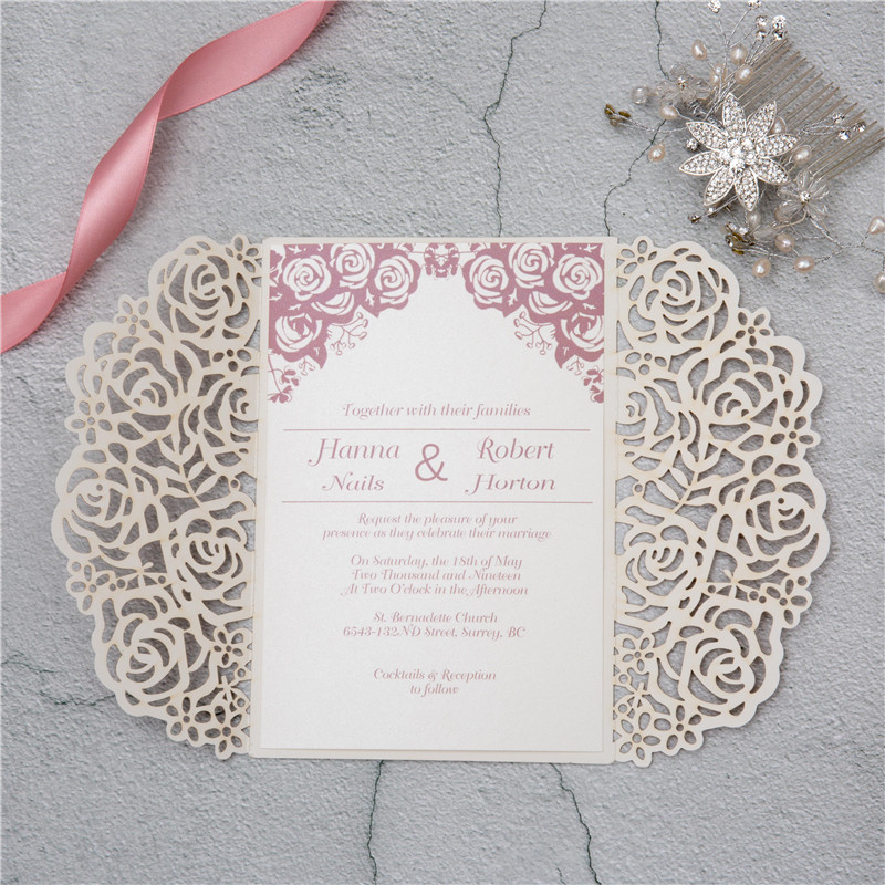 Glitter Papier Lasercut Einladungen Hochzeit WPL0140G