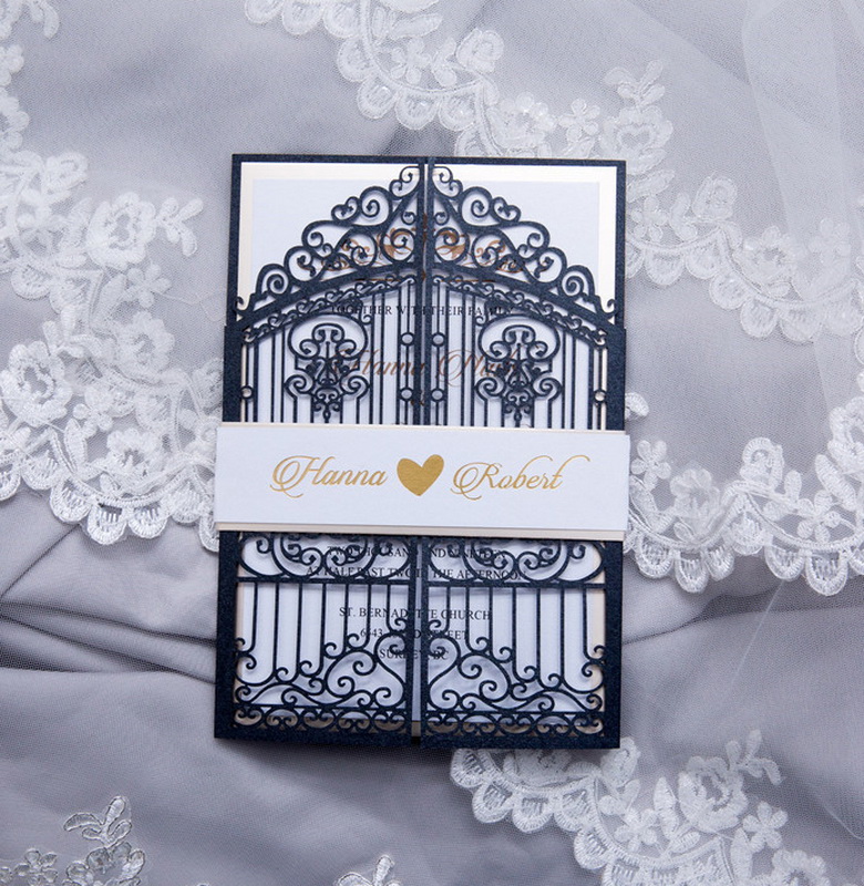 Lasercut Hochzeit Tuer Einladungen WPL0172 - zum Schließen ins Bild klicken