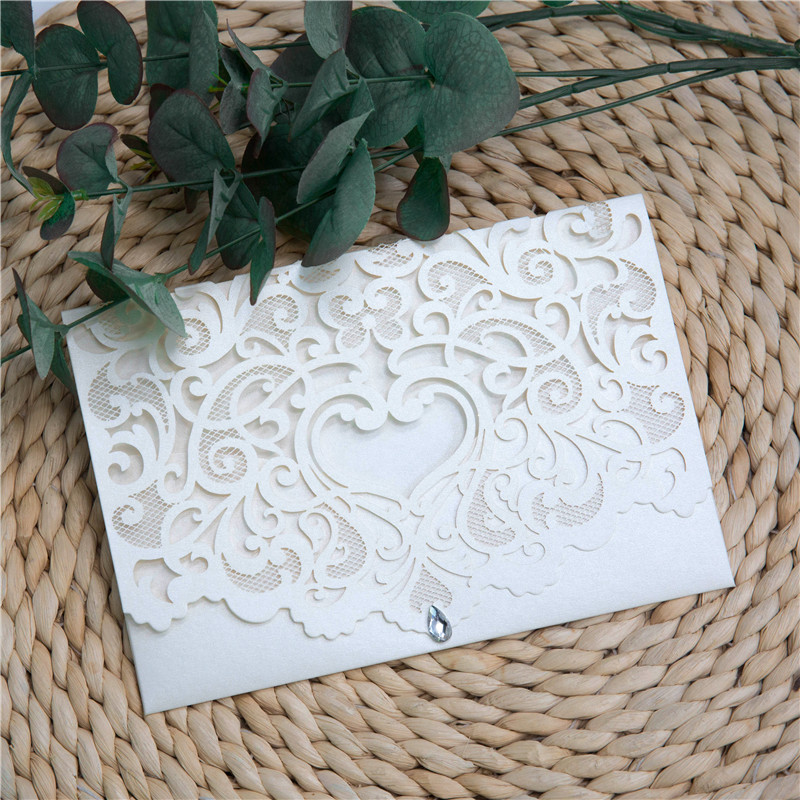 Lasercut Hochzeit Spitze Motiv Einladungen WPL0180 - zum Schließen ins Bild klicken