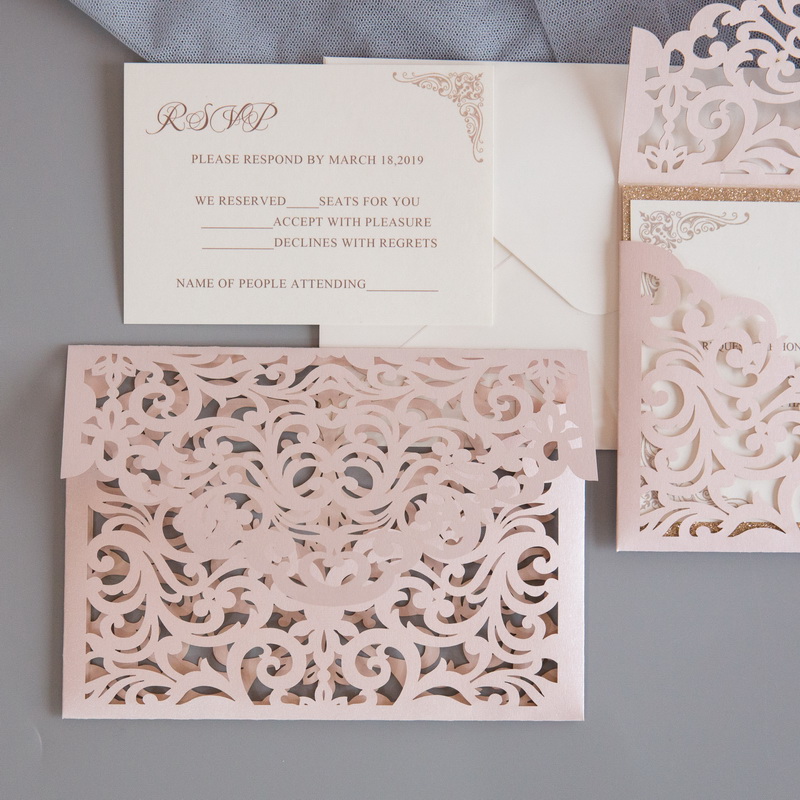 Laser geschnittene Pocket Hochzeitskarte WPL0189 - zum Schließen ins Bild klicken