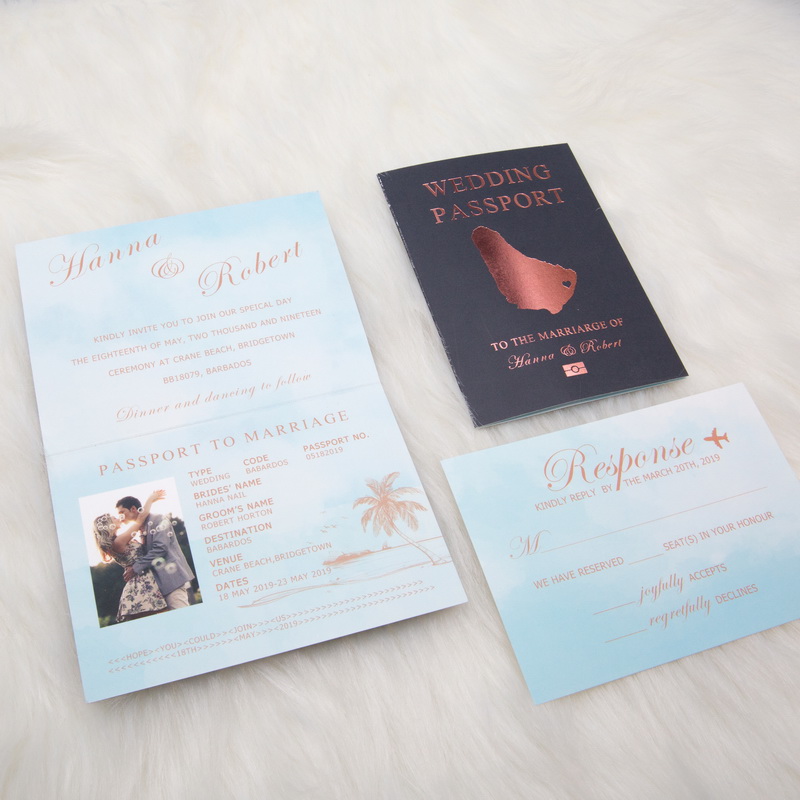 Reisepass Passport Hochzeitskarten mit Foliendruck WTI0002 - zum Schließen ins Bild klicken