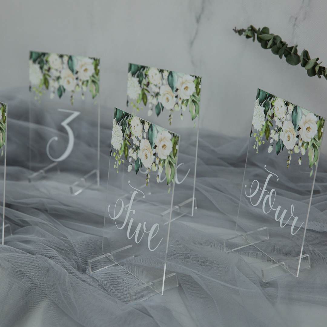 Acryl Tischkarten zur Hochzeit 2mm YKT006 - zum Schließen ins Bild klicken