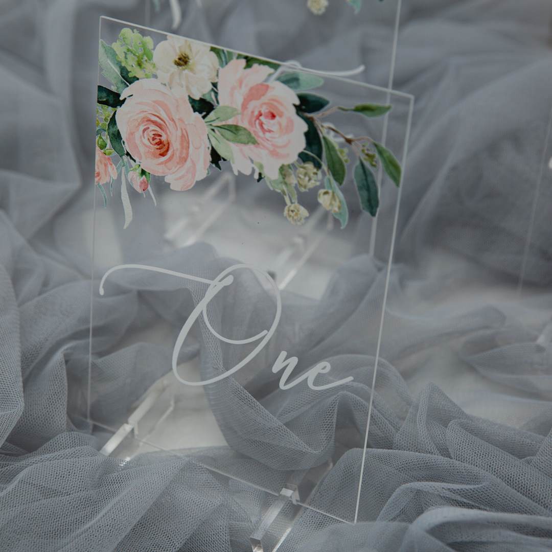 Acryl Tischkarten zur Hochzeit 2mm YKT009 - zum Schließen ins Bild klicken