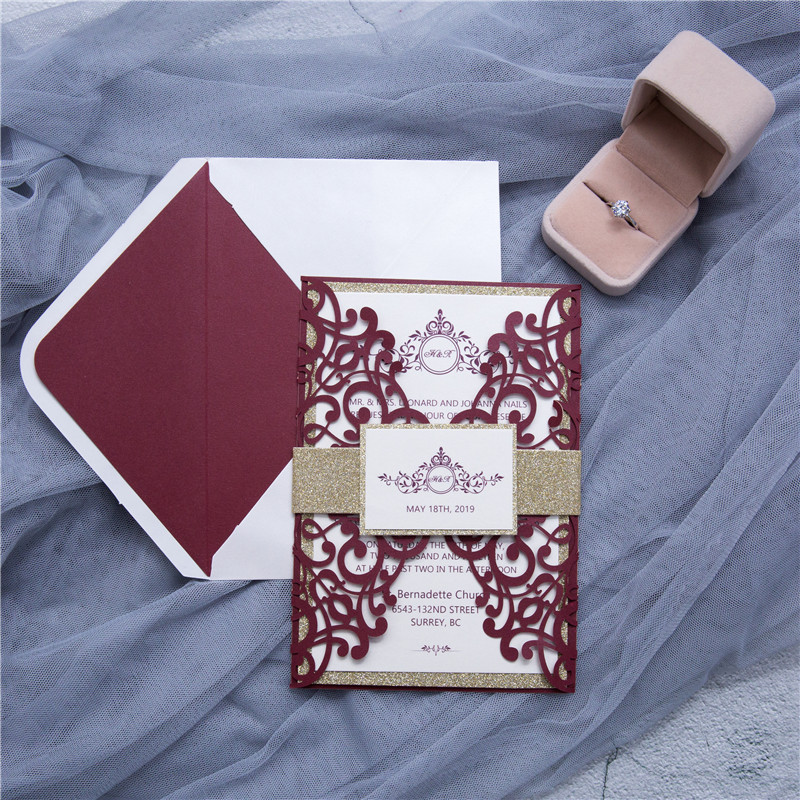 elfenbeinfarbene Festerfalz Hochzeitskarten mit Laserdruck Grosshandel WPL0041 - zum Schließen ins Bild klicken