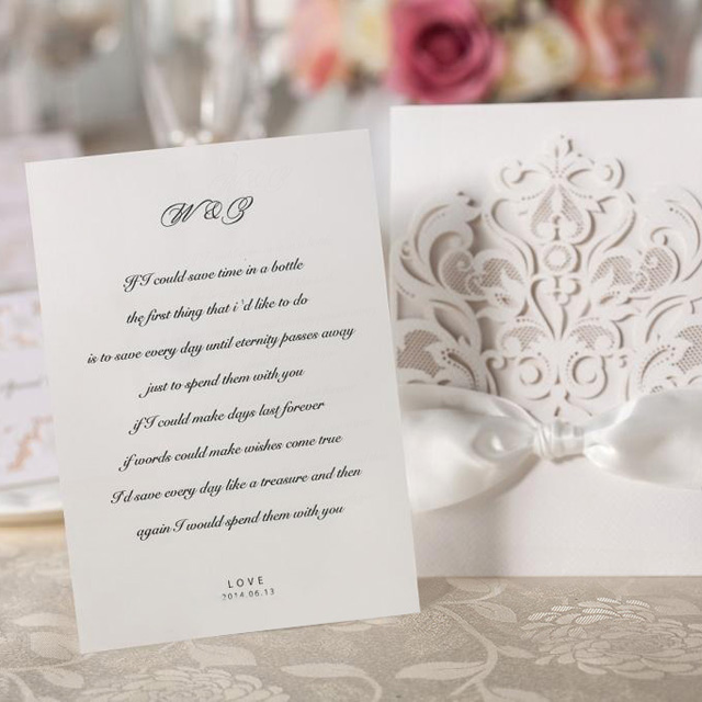 moderne metallic neue Hochzeitskarten in Laserdruck mit Satin Schleife WPL0025