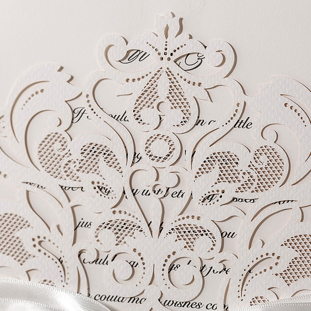 moderne metallic neue Hochzeitskarten in Laserdruck mit Satin Schleife WPL0025