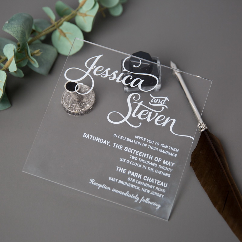 Acryl UV-Druck Einladungskarten zur Hochzeit ACR01 - zum Schließen ins Bild klicken
