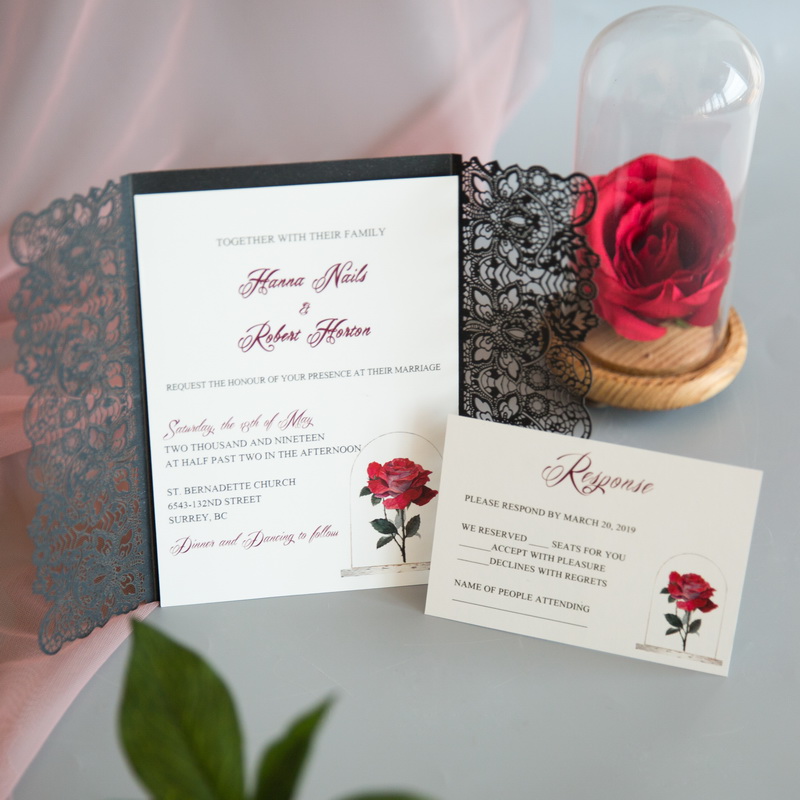 Rote Rose Hochzeitskarten mit UV Druck CUPT10