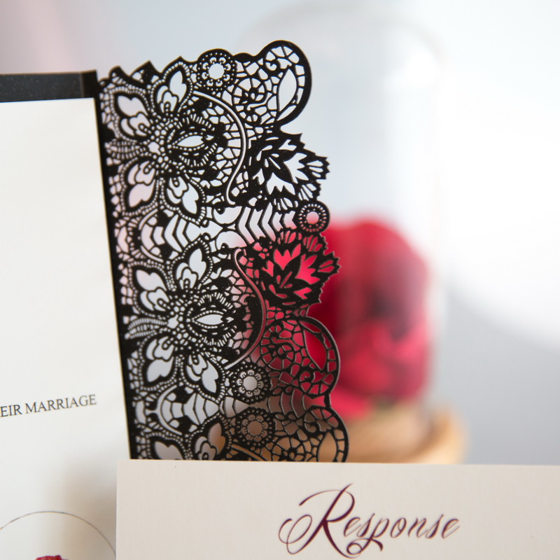 Rote Rose Hochzeitskarten mit UV Druck CUPT10