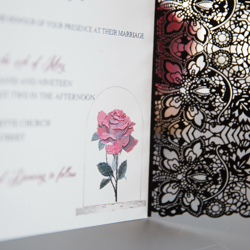 Rote Rose Hochzeitskarten mit UV Druck CUPT10