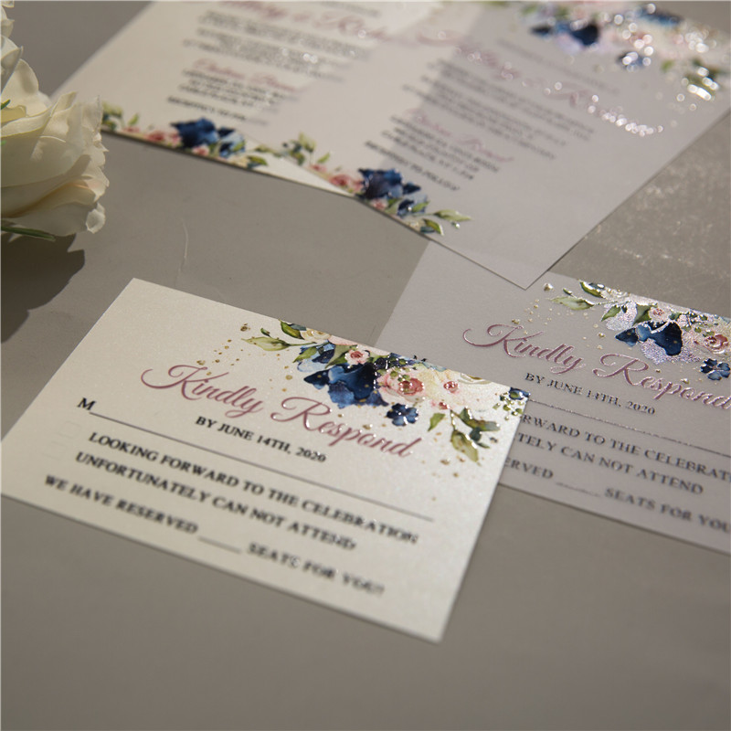 Florale Blumen Hochzeitskarten mit UV Druck CUPT12