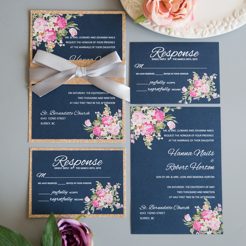 Florale Thema Hochzeitskarten mit UV Druck CUPT15