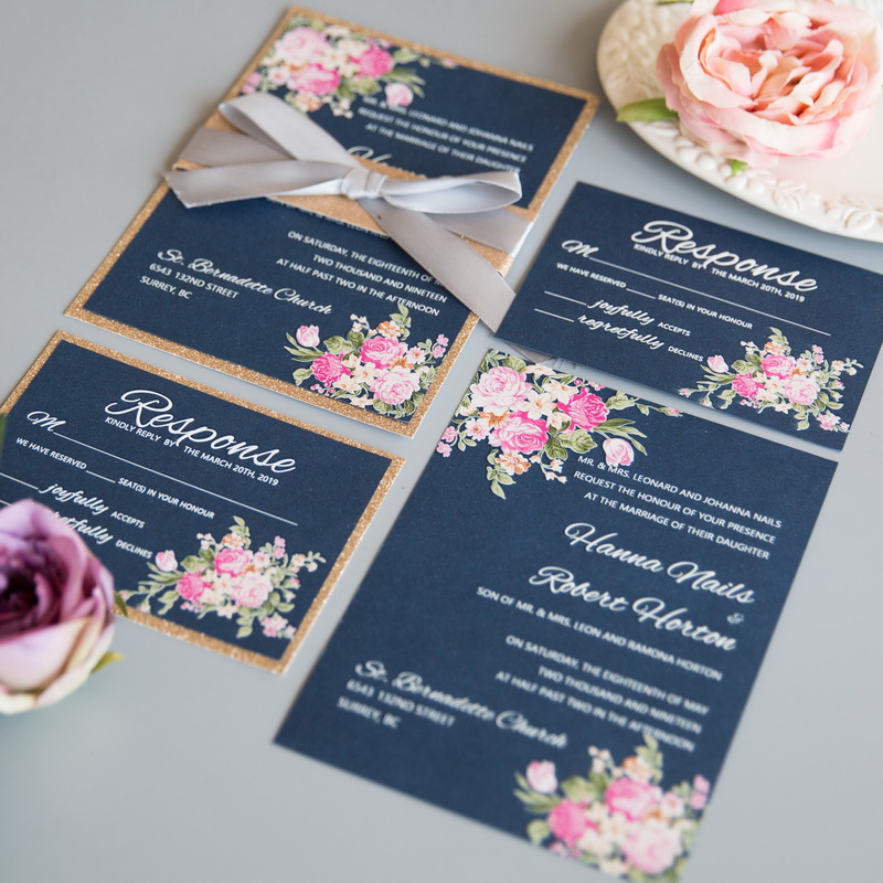 Florale Thema Hochzeitskarten mit UV Druck CUPT15