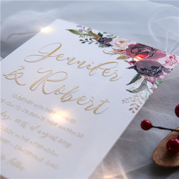 Florale Thema Hochzeitskarten mit UV Druck CUPT19